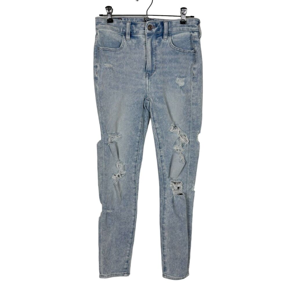 American Eagle Ripped Dream Distressed Jean Super Hi-Rise Jegging Womens 0 Short